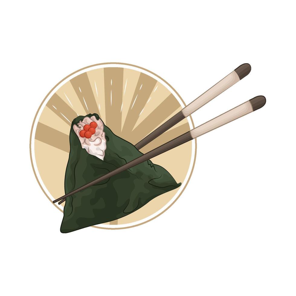 illustration of salmon roe onigiri vector