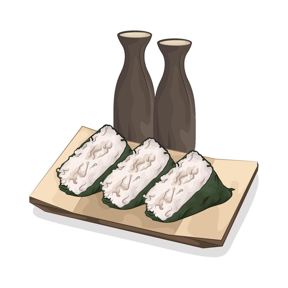 illustration of onigiri on plate vector