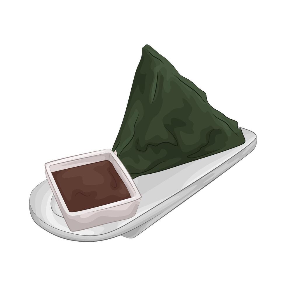 onigiri with soy sauce vector