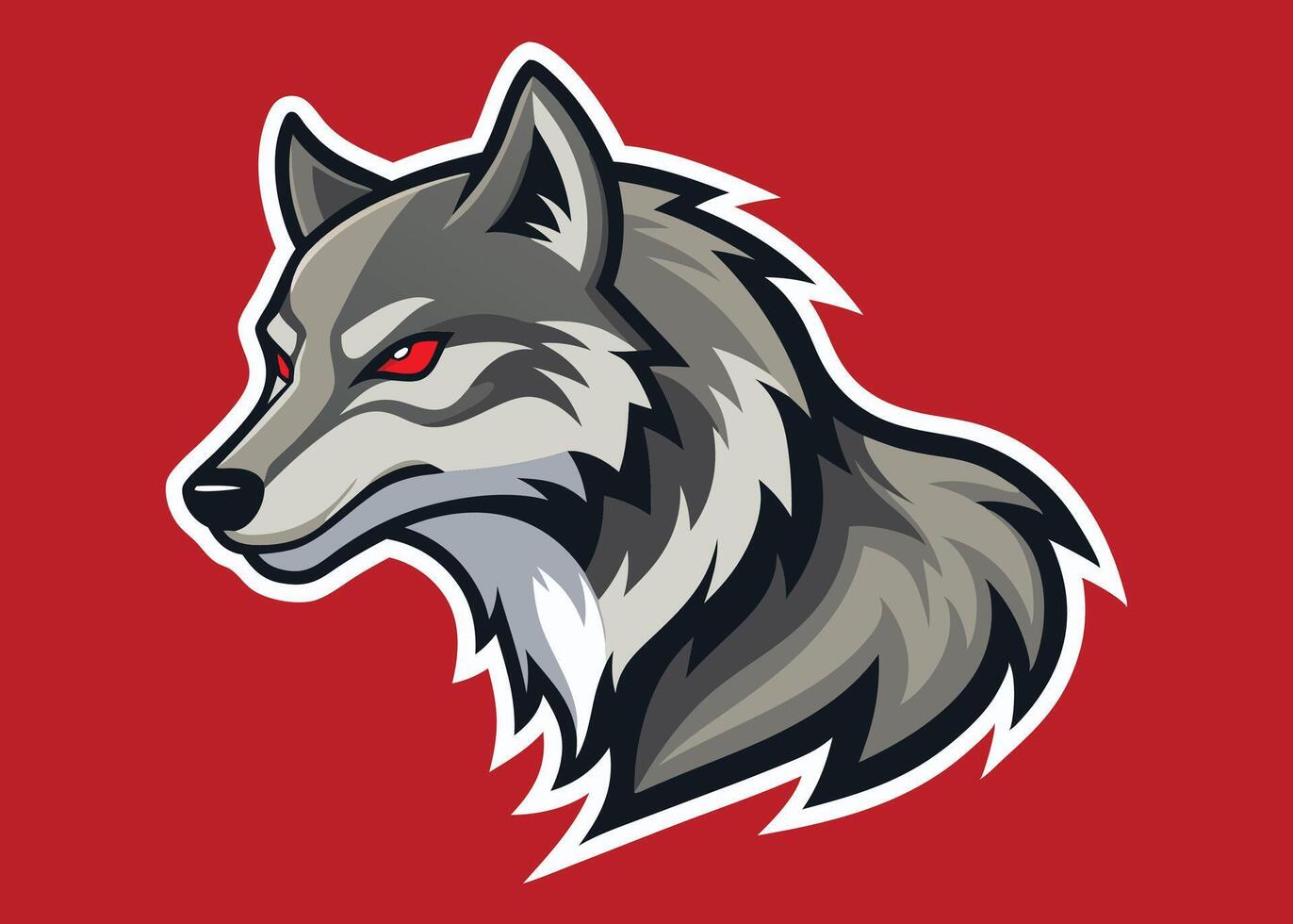 Ferocious Wolf Head with Captivating Red Accents vector