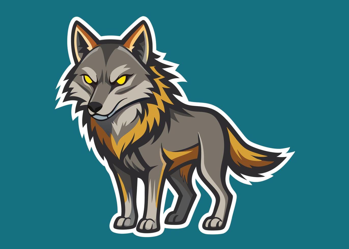 Stylish Wolf with Intense Gaze and Striking Colors vector