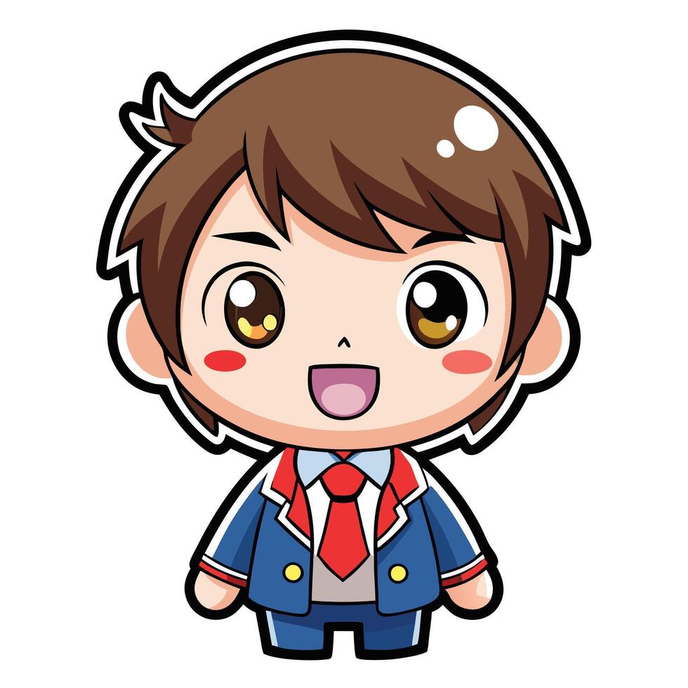 a cartoon character with brown hair and a red tie vector