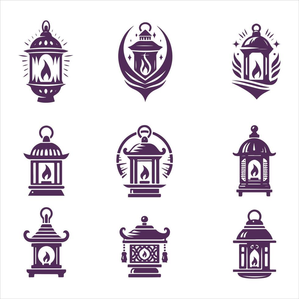 Golden Flame lantern collection logo vector