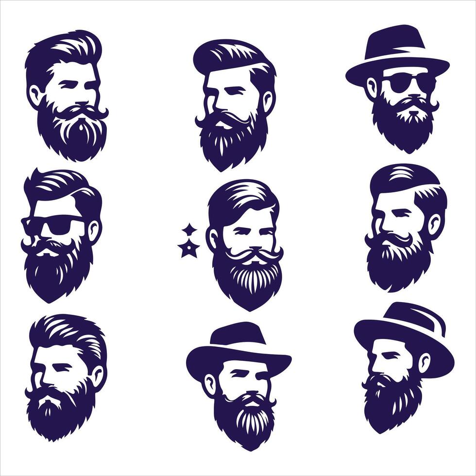 Bros Beard Guy Collection Logo vector