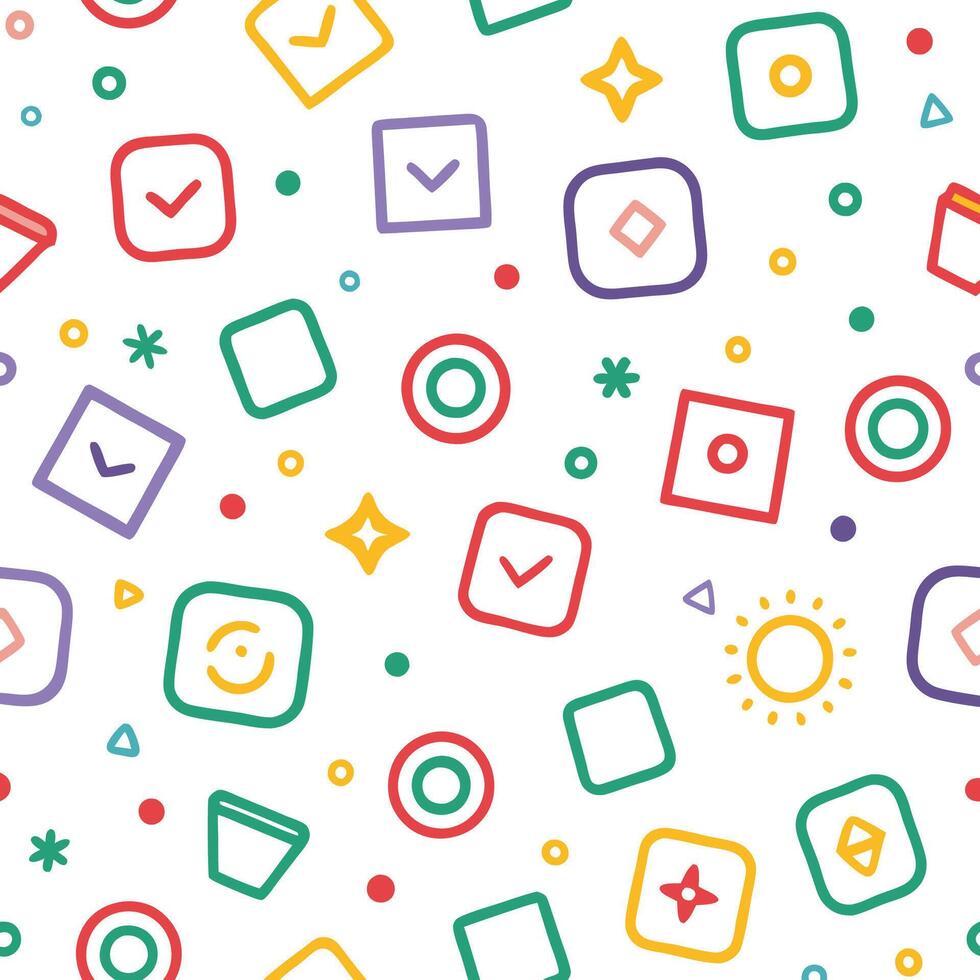 colorful icons and squares on a white background vector