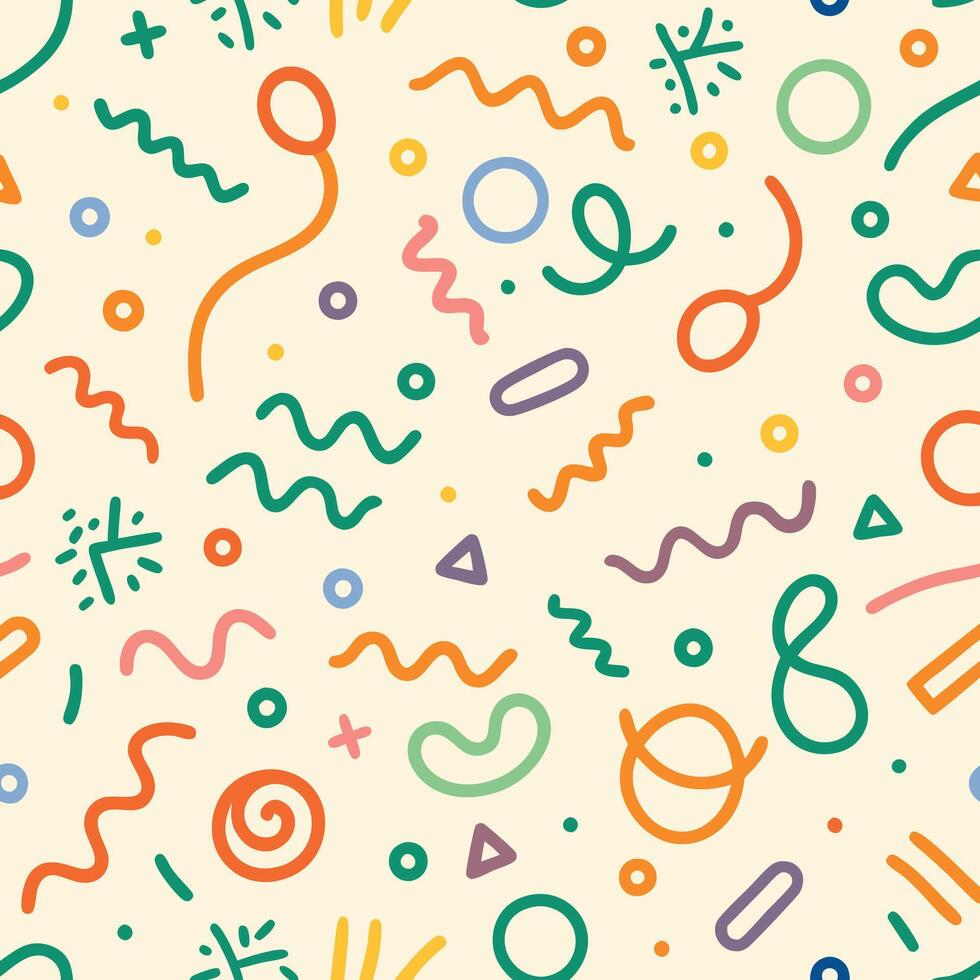 a colorful pattern with various shapes and lines vector