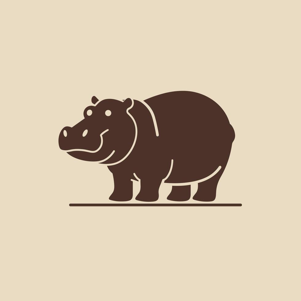 Hippo silhouette on a light background in simple design vector