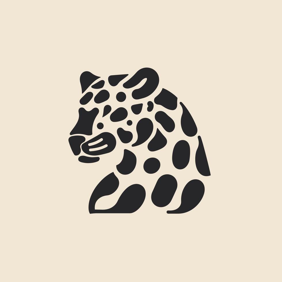 Stylized leopard head silhouette on a light background vector