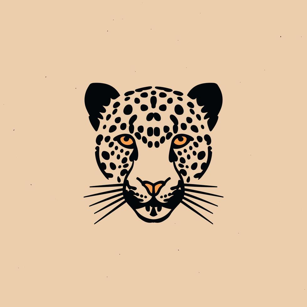 Leopard head illustration with striking features vector