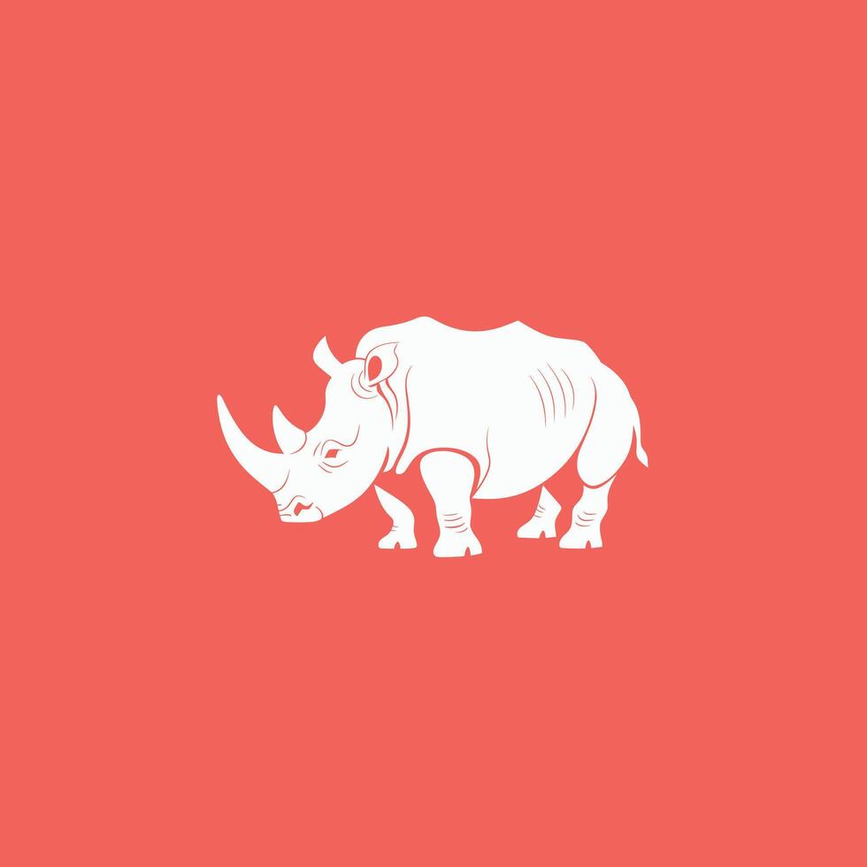 Rhino grazing against a vibrant red backdrop vector