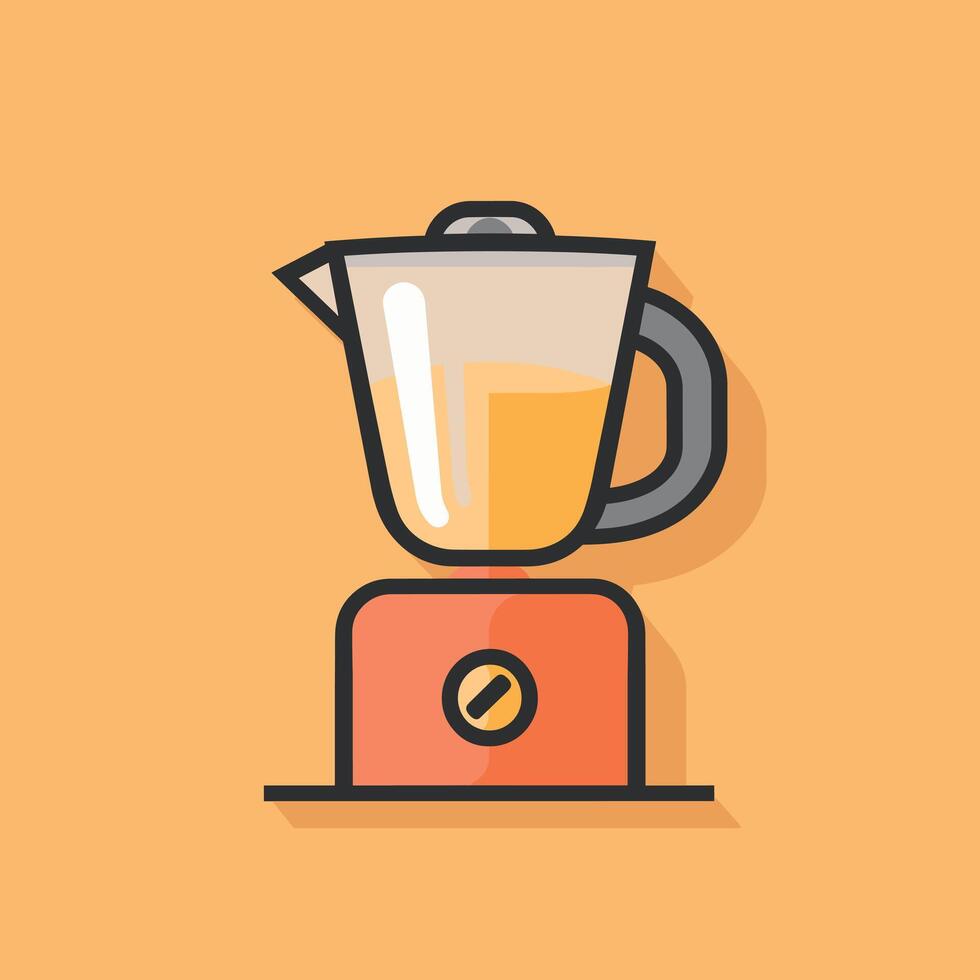 Blender with orange smoothie on countertop vector