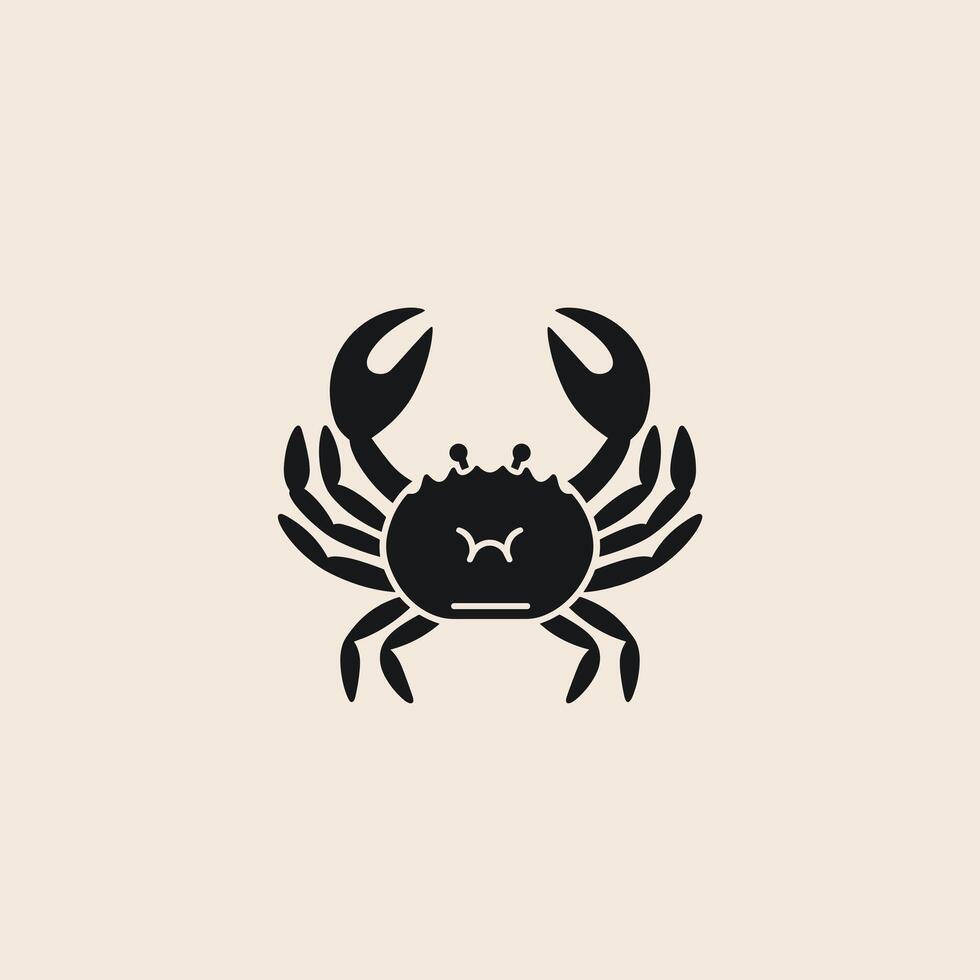 Black crab silhouette on light background design vector