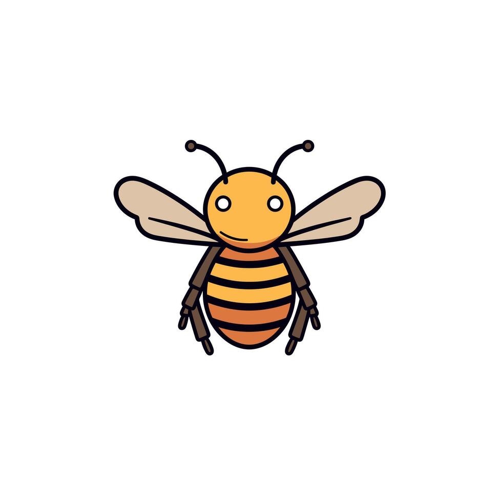 Cute cartoon bee with smiling face and wings vector