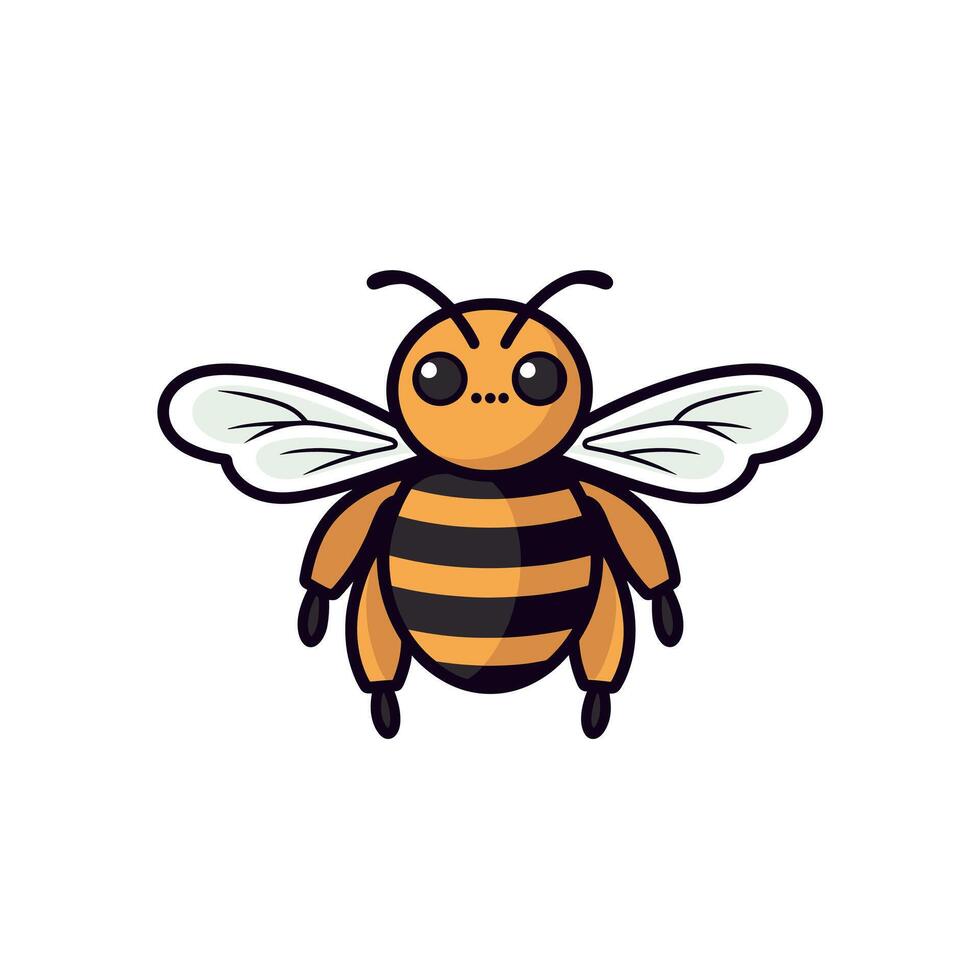 Cute cartoon bee flying with vibrant stripes and wings vector