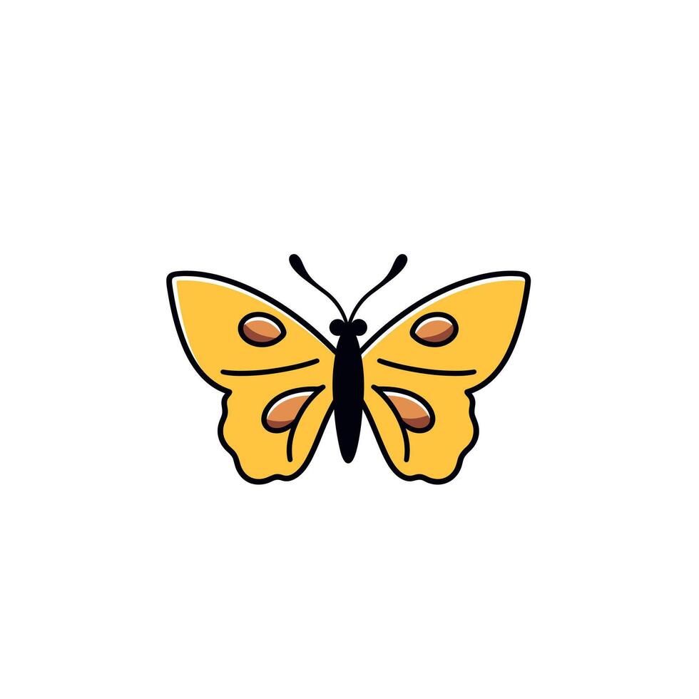 Yellow butterfly resting on a flower in bright daylight vector