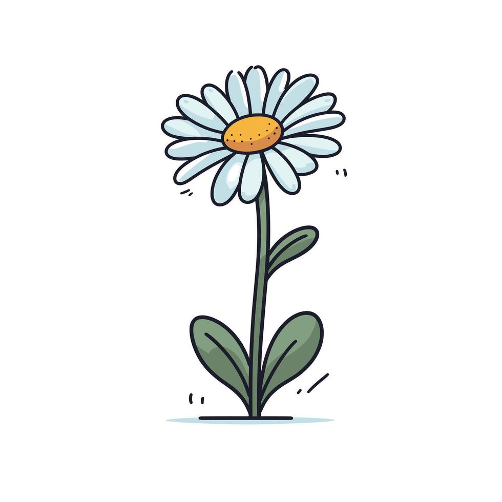 Flower with white petals and yellow center stands tall vector