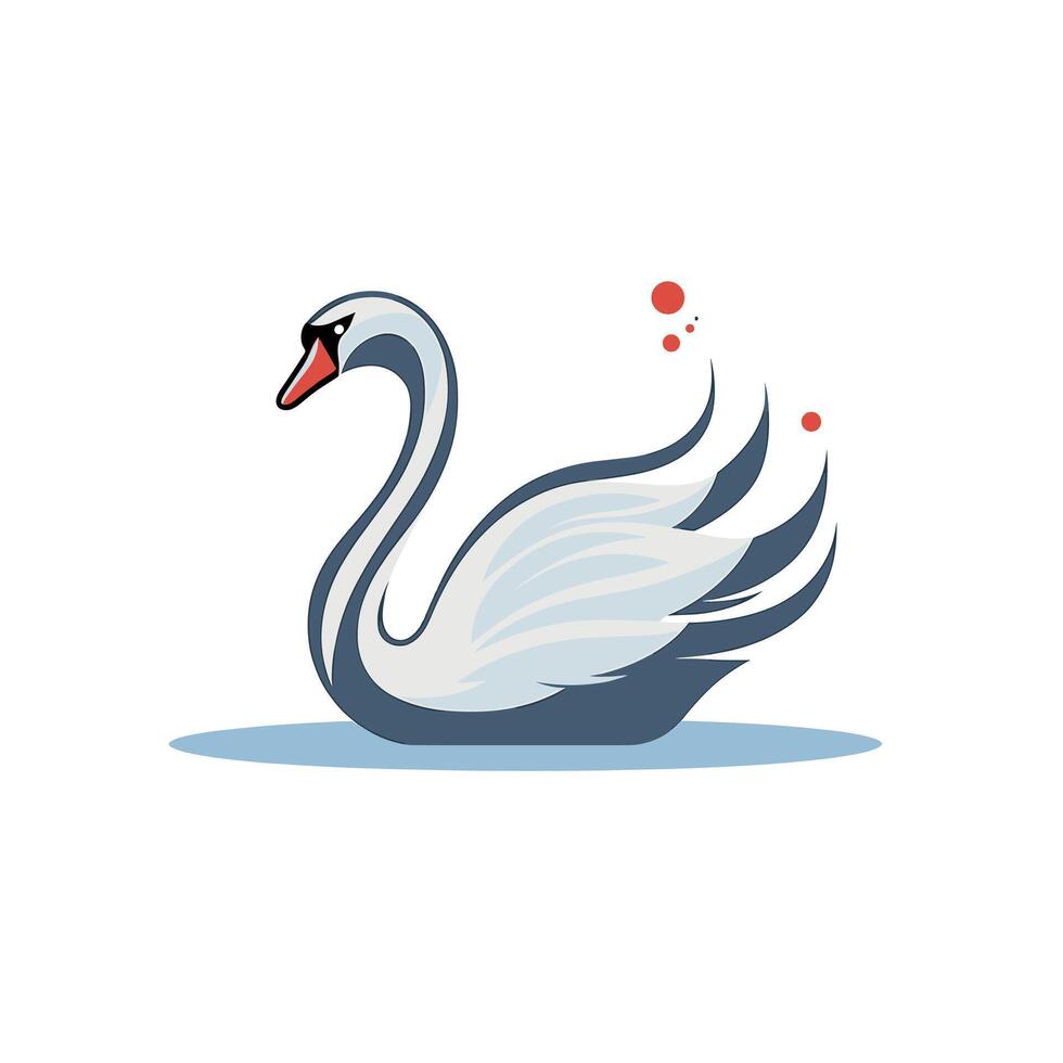 Elegant swan gliding on calm water at sunset vector