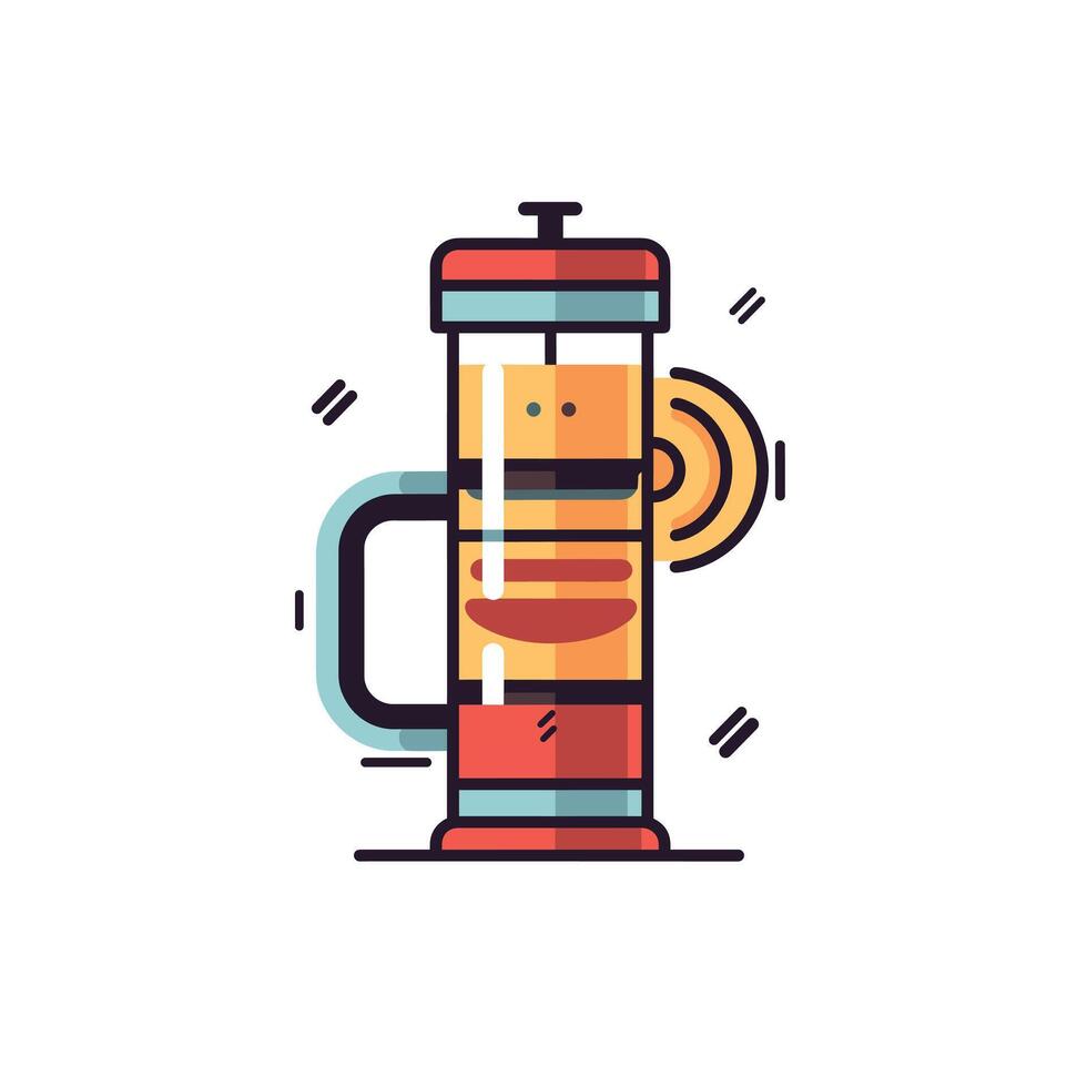 Coffee brewing with a French press in a modern kitchen setting vector