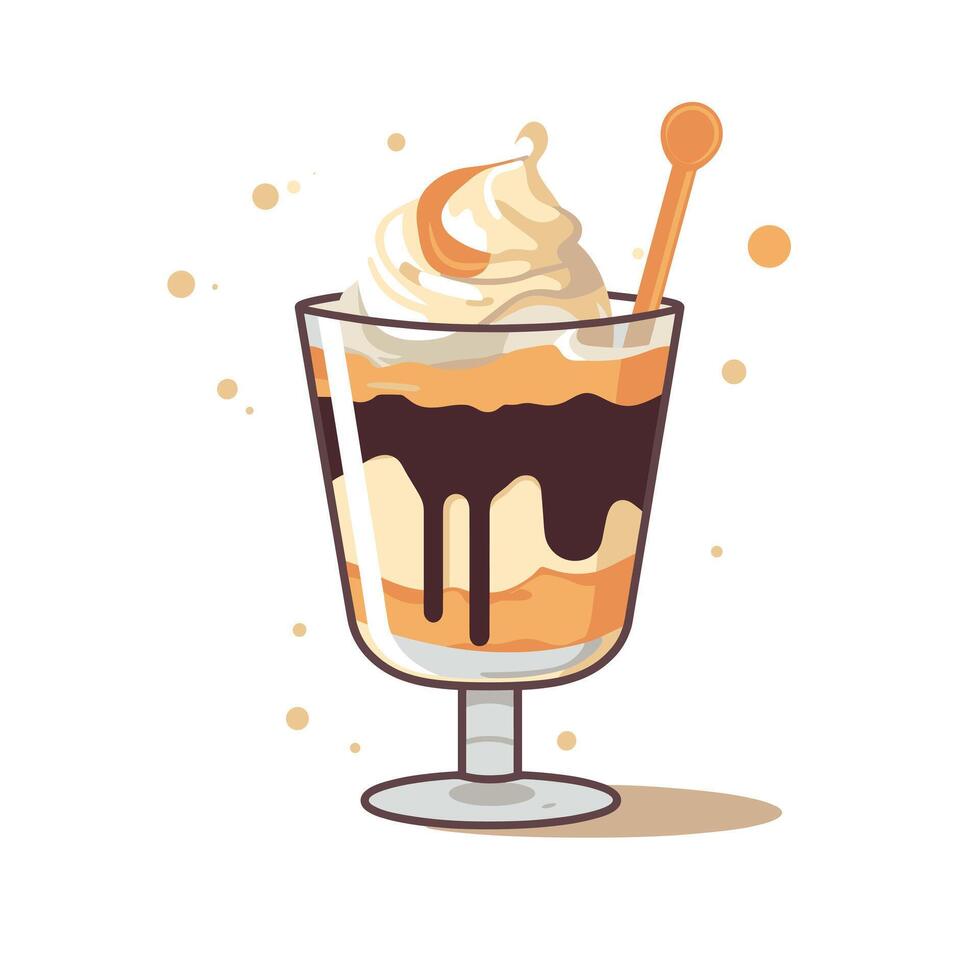 Delicious dessert featuring creamy layers and chocolate drizzle vector