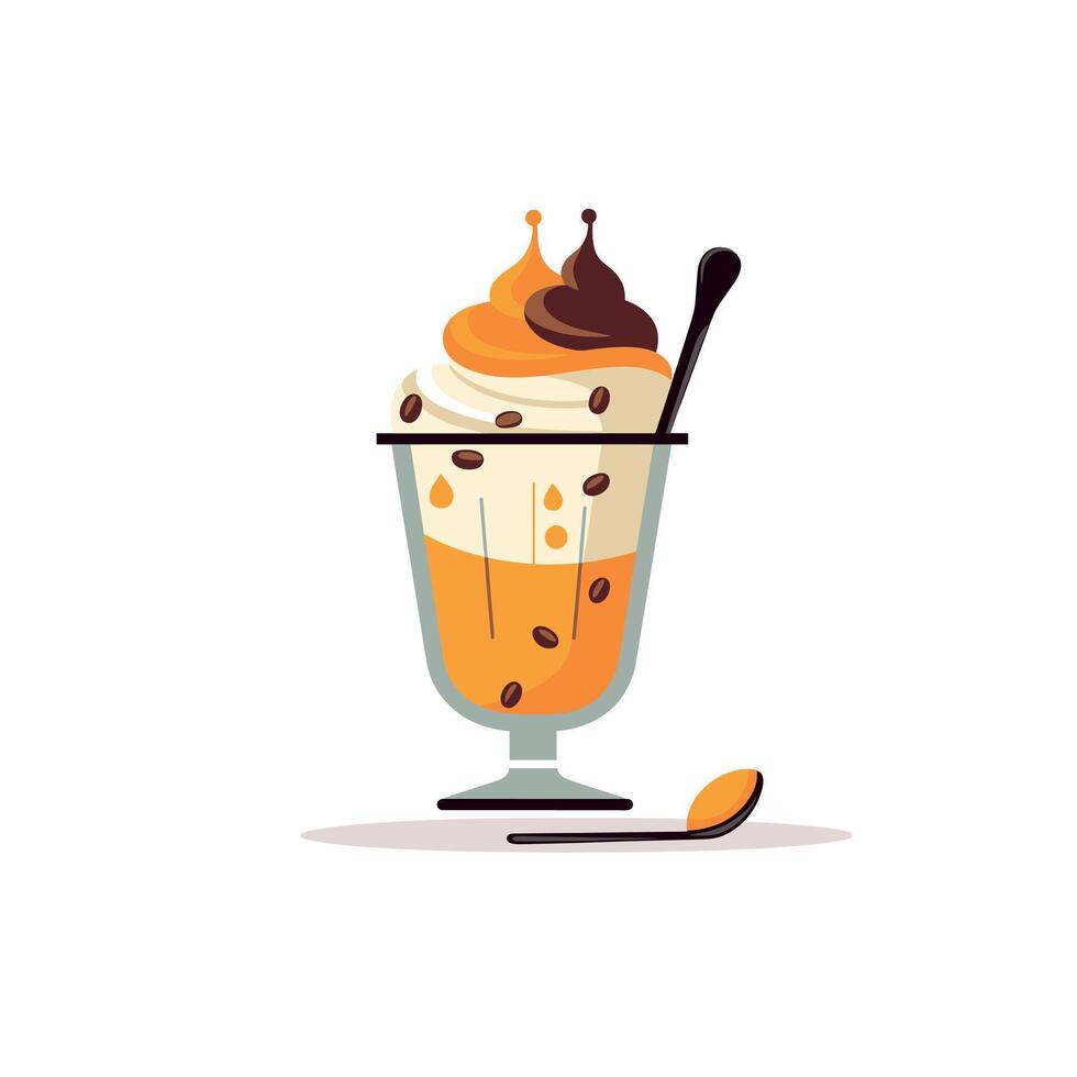 Delicious dessert with creamy layers and chocolate topping vector