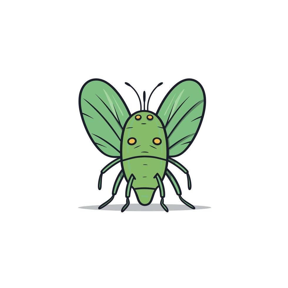 Green insect illustration with large wings and distinct features vector