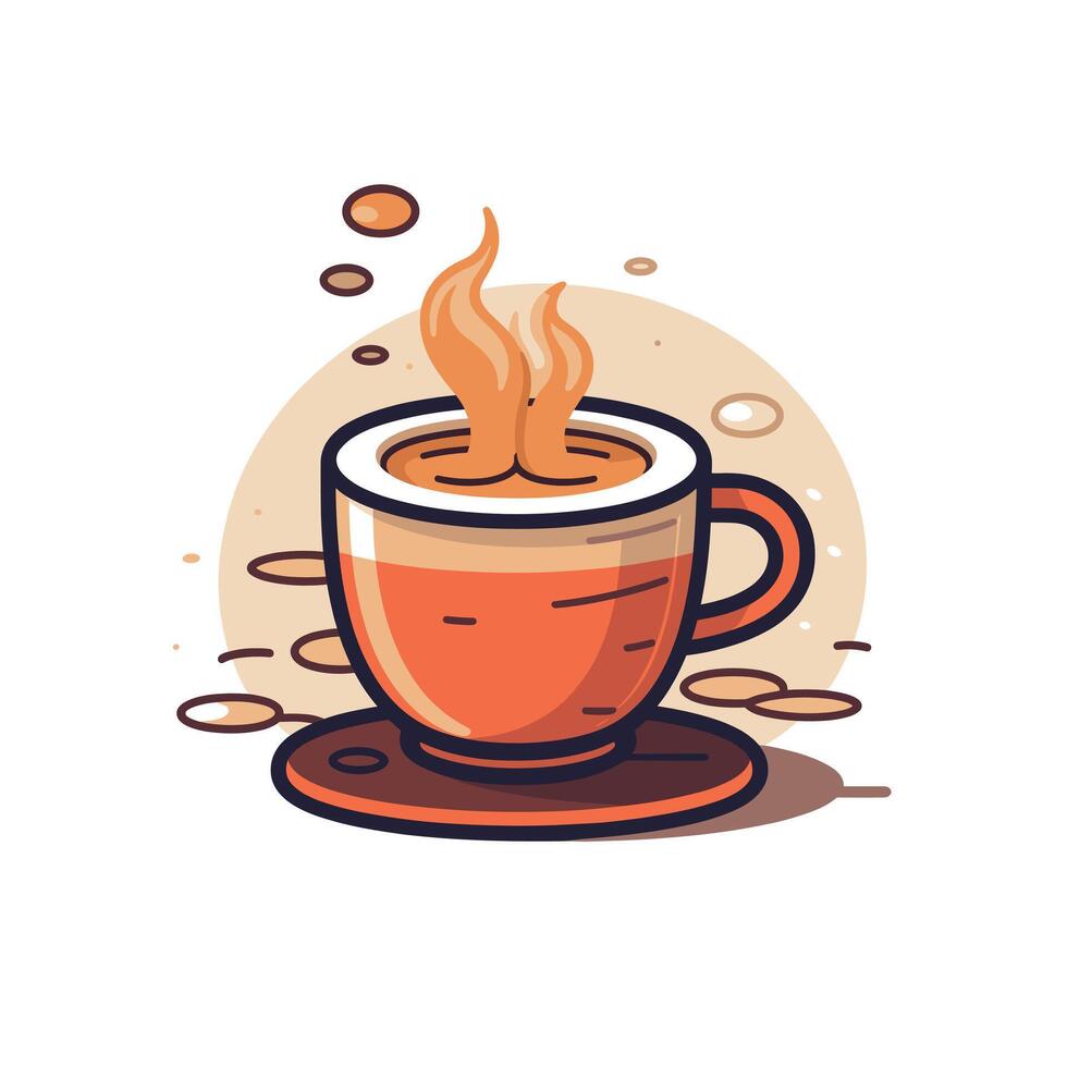 Warm cup of coffee with steam rising in stylized design vector