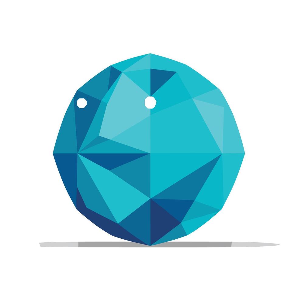 Unique geometric blue shape with facets and holes designed in vector