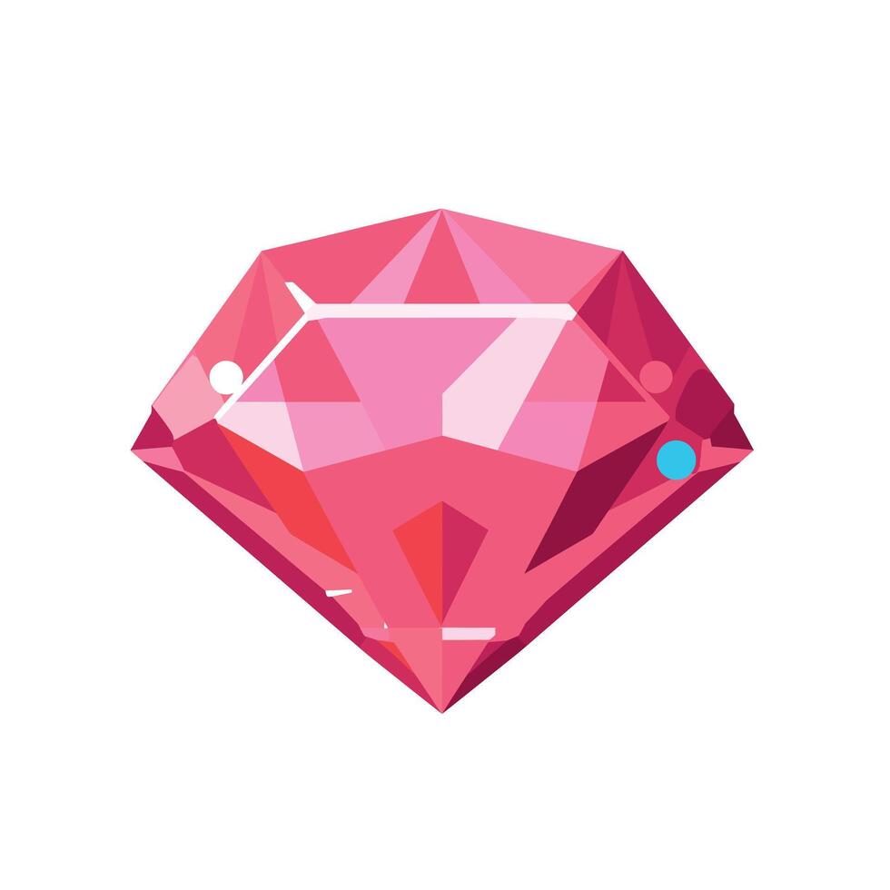 Pink diamond illustration in simple geometric style vector