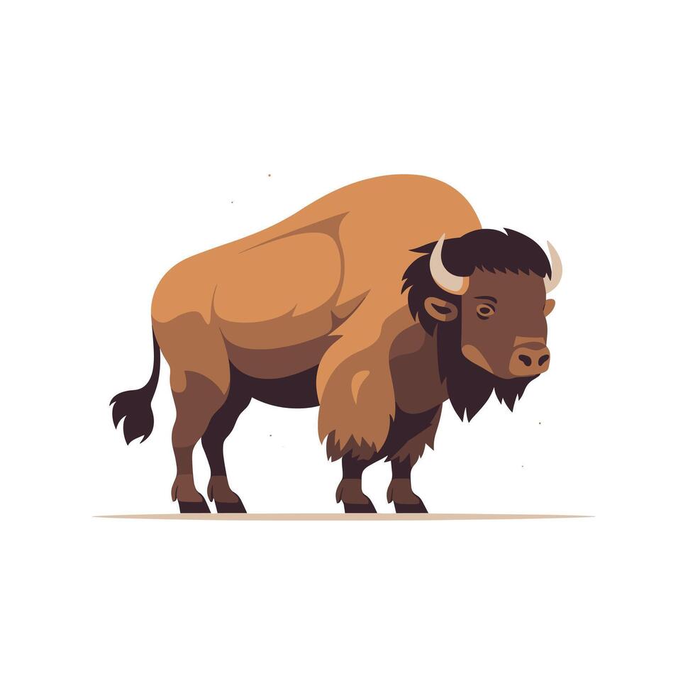 Buffalo standing proudly in a natural setting with a strong posture vector