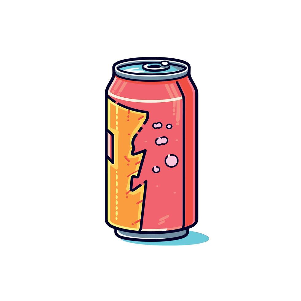 Colorful illustration of a soda can with bubbles vector