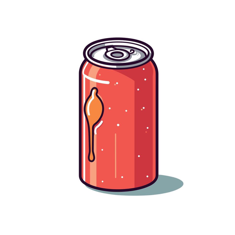 Bright red can with a droplet design and refreshing beverage concept vector