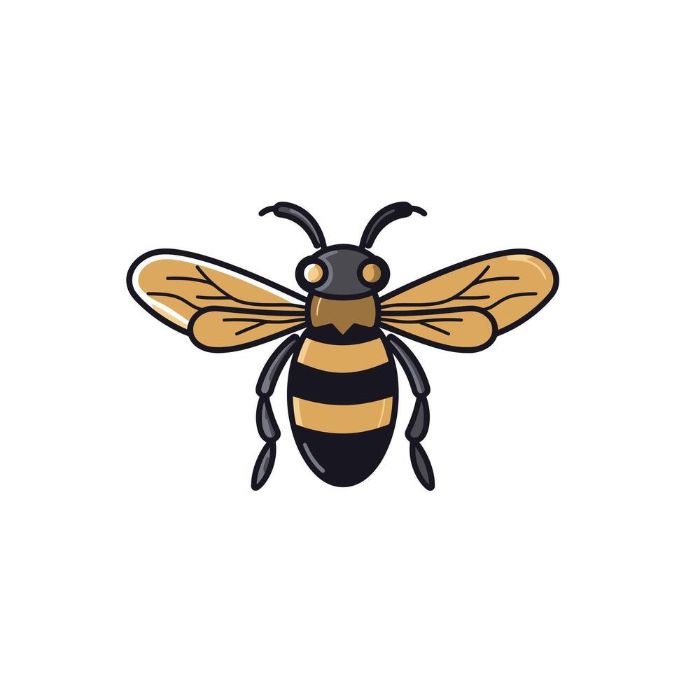Bee illustration with distinct black and yellow markings vector