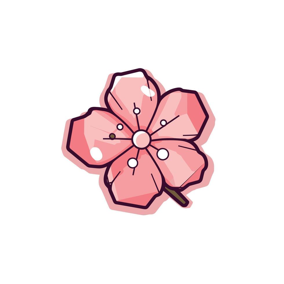 Blooming cherry blossom with detailed petals and stem vector