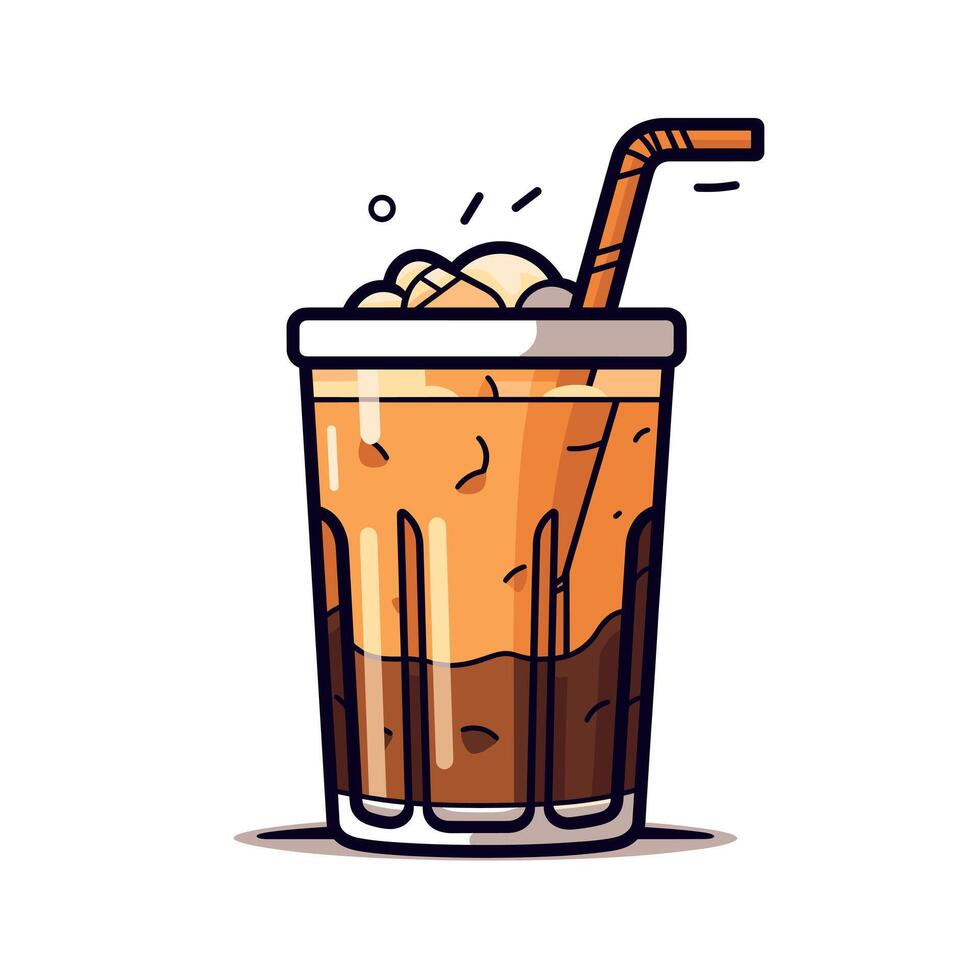 Refreshing cold beverage with ice and whipped cream on top vector