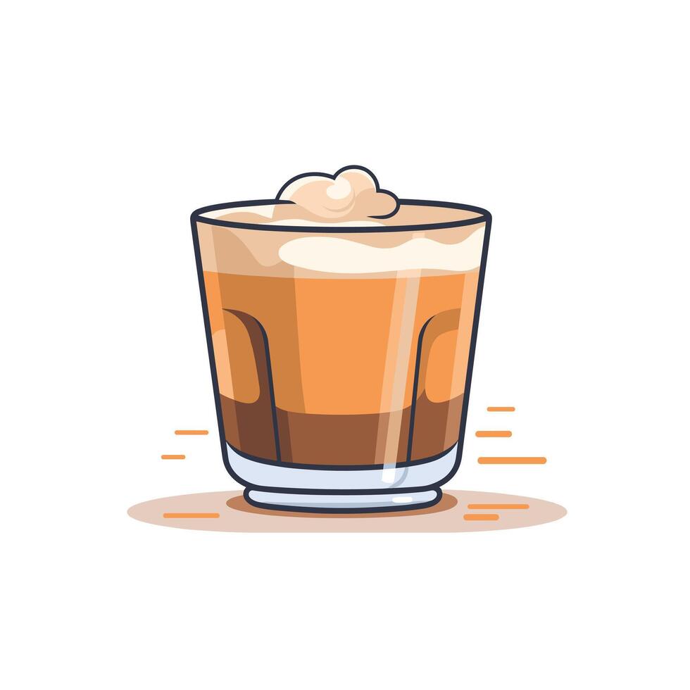 Refreshing creamy beverage served in a glass with whipped topping vector