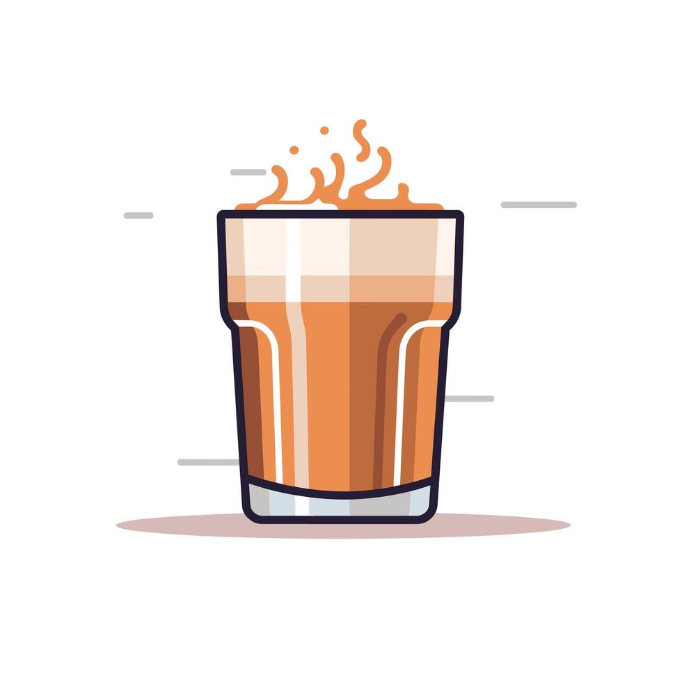 Warm beverage in a glass with steam rising on a minimalist background vector
