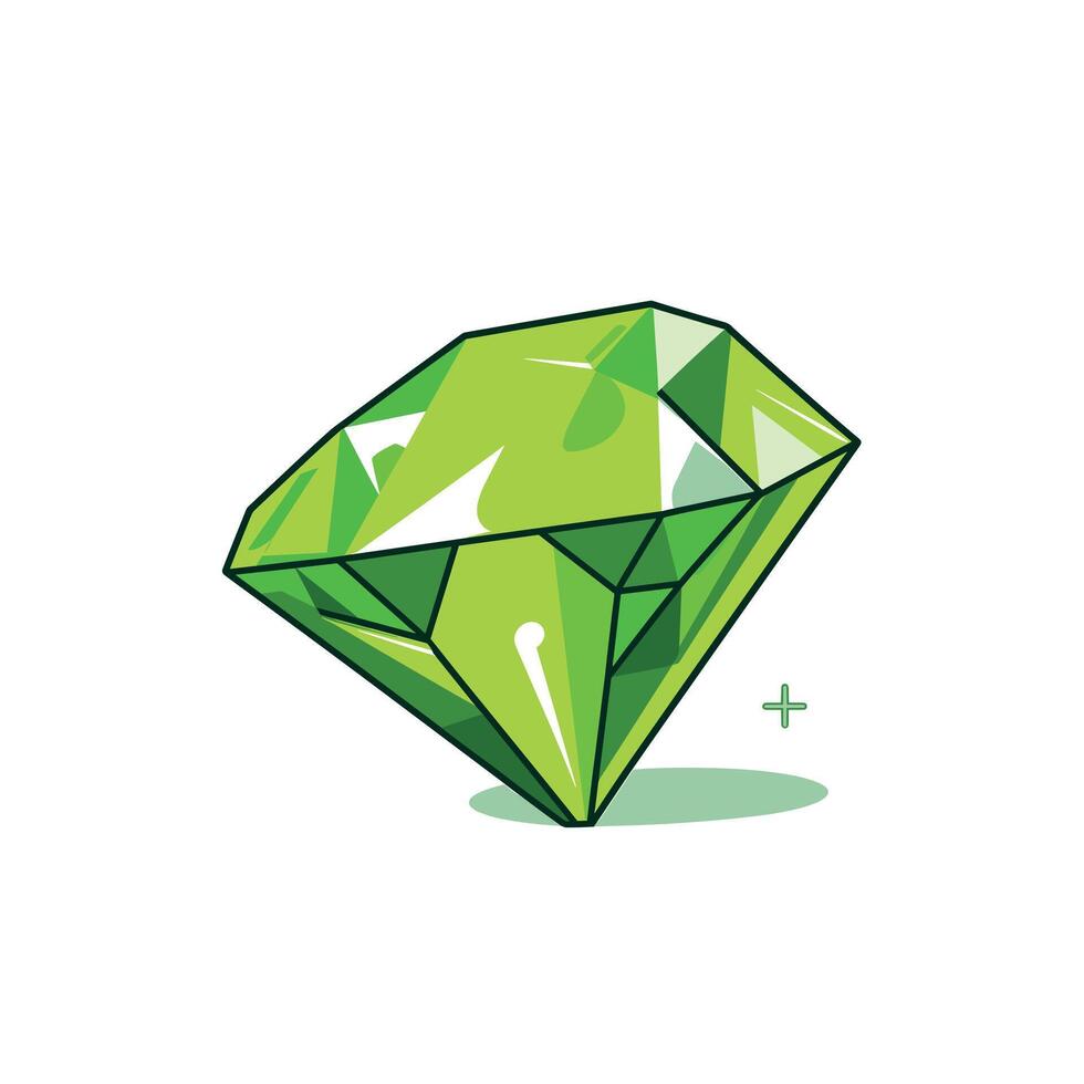Bright green diamond with geometric facets shining brightly vector