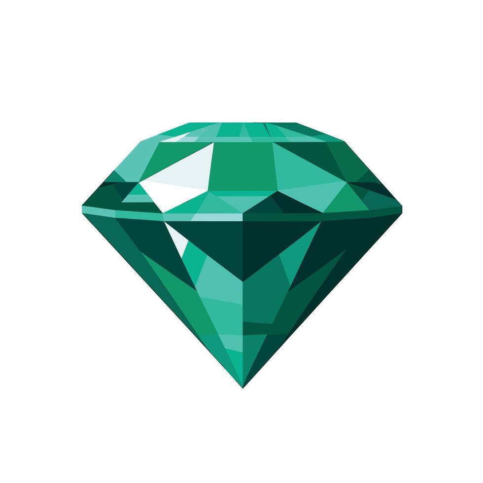 Emerald diamond design with geometric facets and shine vector
