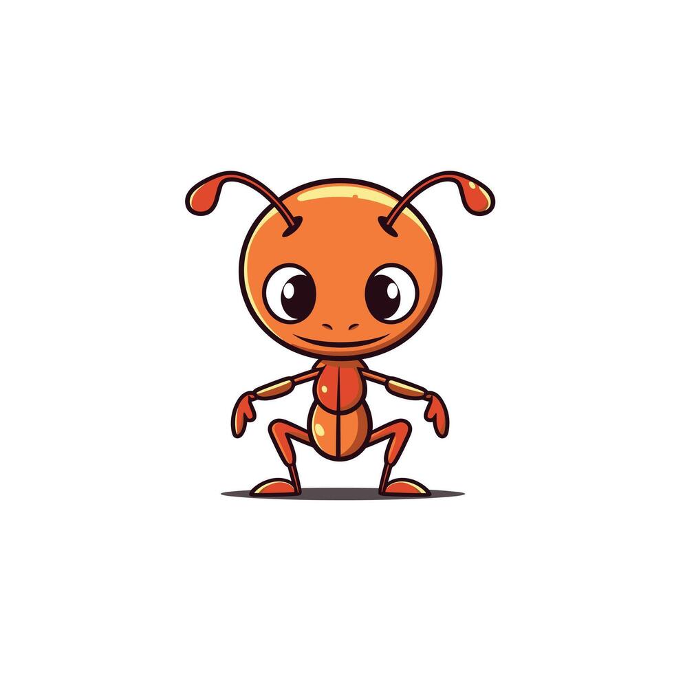 Cheerful orange ant character standing with a friendly expression vector