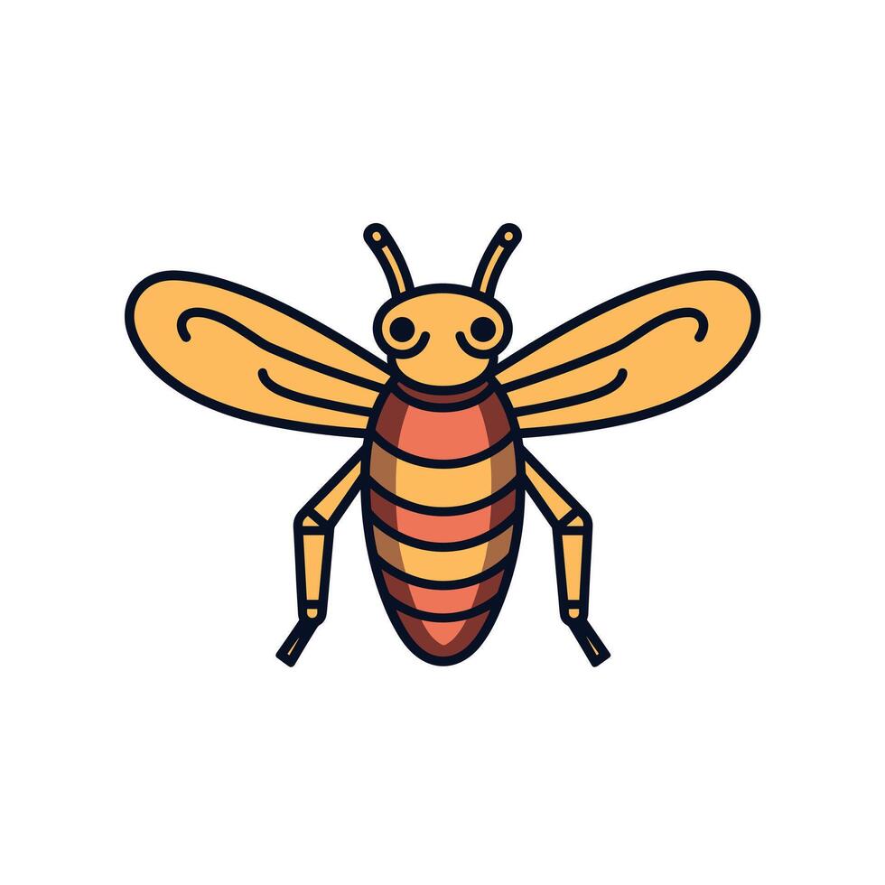 Colorful illustration of a bee with simplified features vector