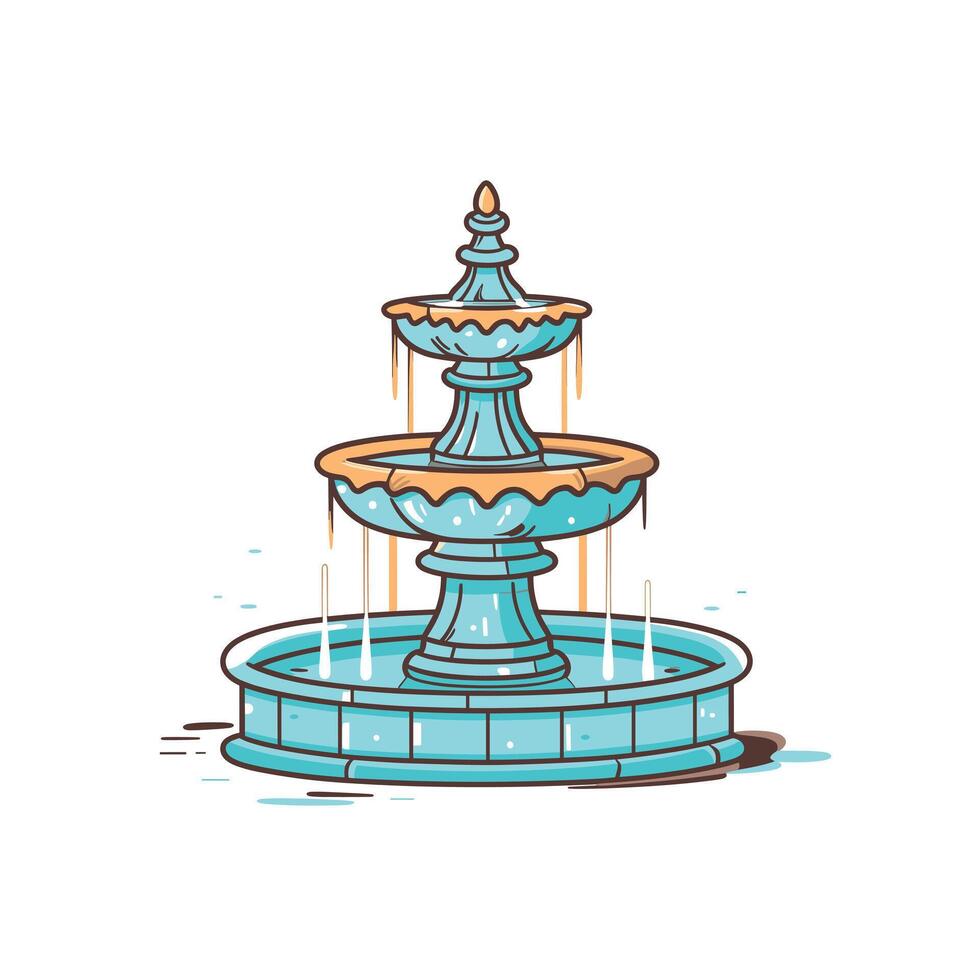 Decorative three-tier water fountain design in tranquil setting vector