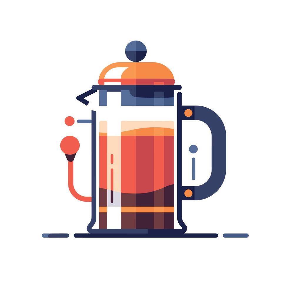 Stylish design of a coffee French press in vibrant colors vector