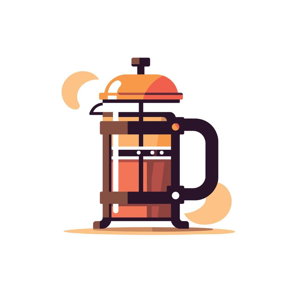 French press coffee maker with vibrant colors and design vector