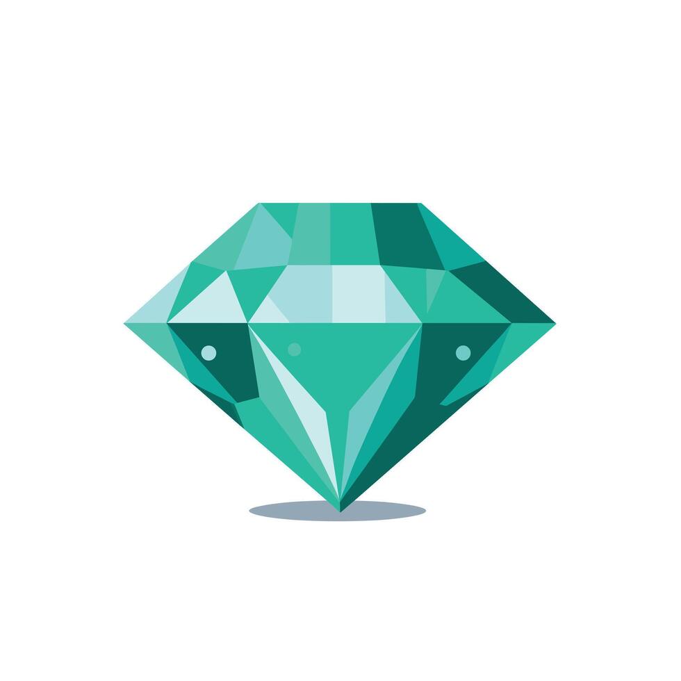Bright teal diamond design with geometric facets and shine vector