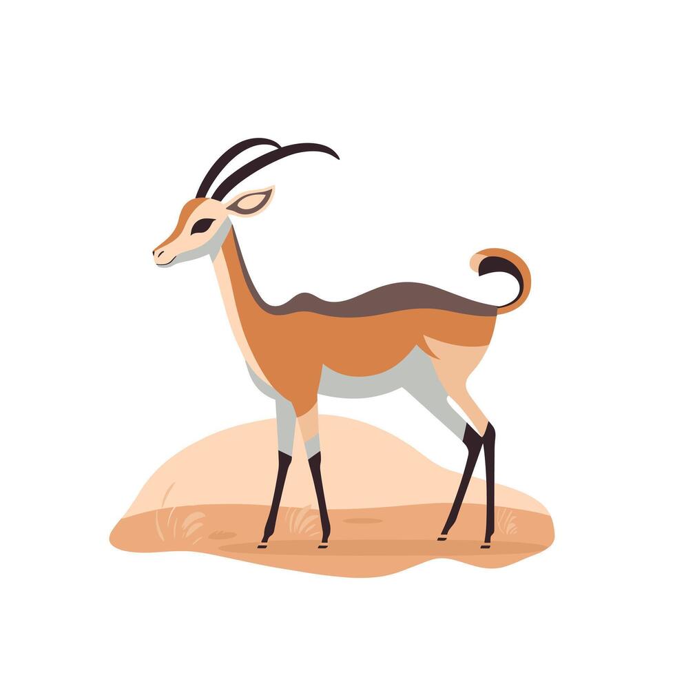 Elegant gazelle standing on sandy terrain in a dry landscape vector