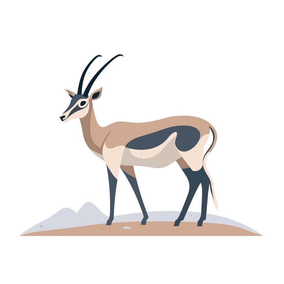 illustration of a gazelle standing on sandy terrain vector