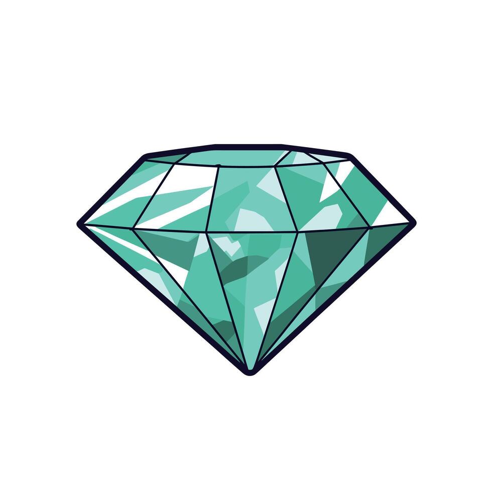 Sparkling turquoise diamond illustration with geometric design vector