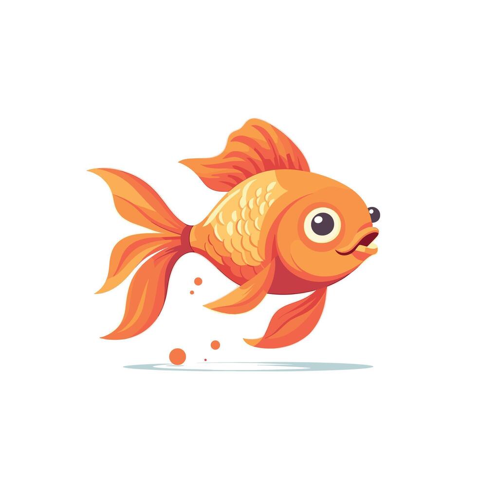 Cheerful orange goldfish swimming joyfully in clear water vector