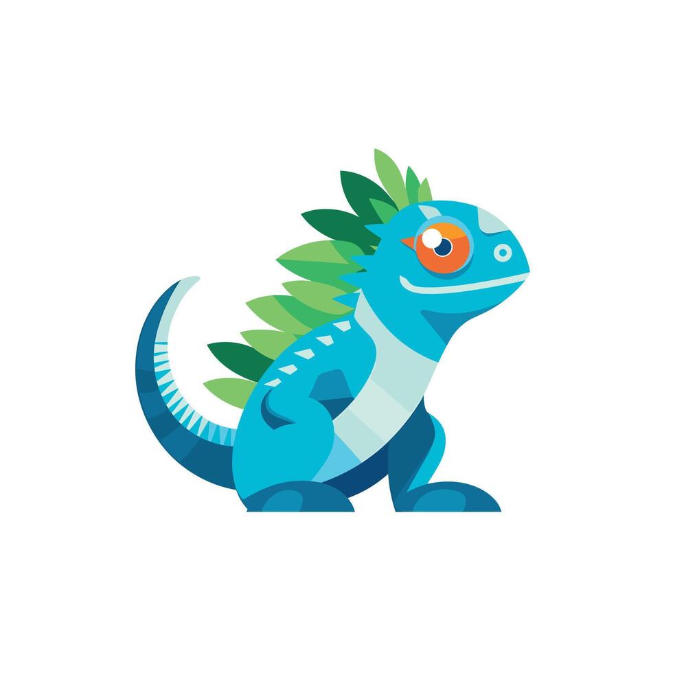 Colorful lizard character with vibrant green spikes vector