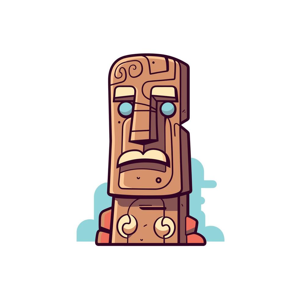 Easter Island moai statue design in art style with details vector